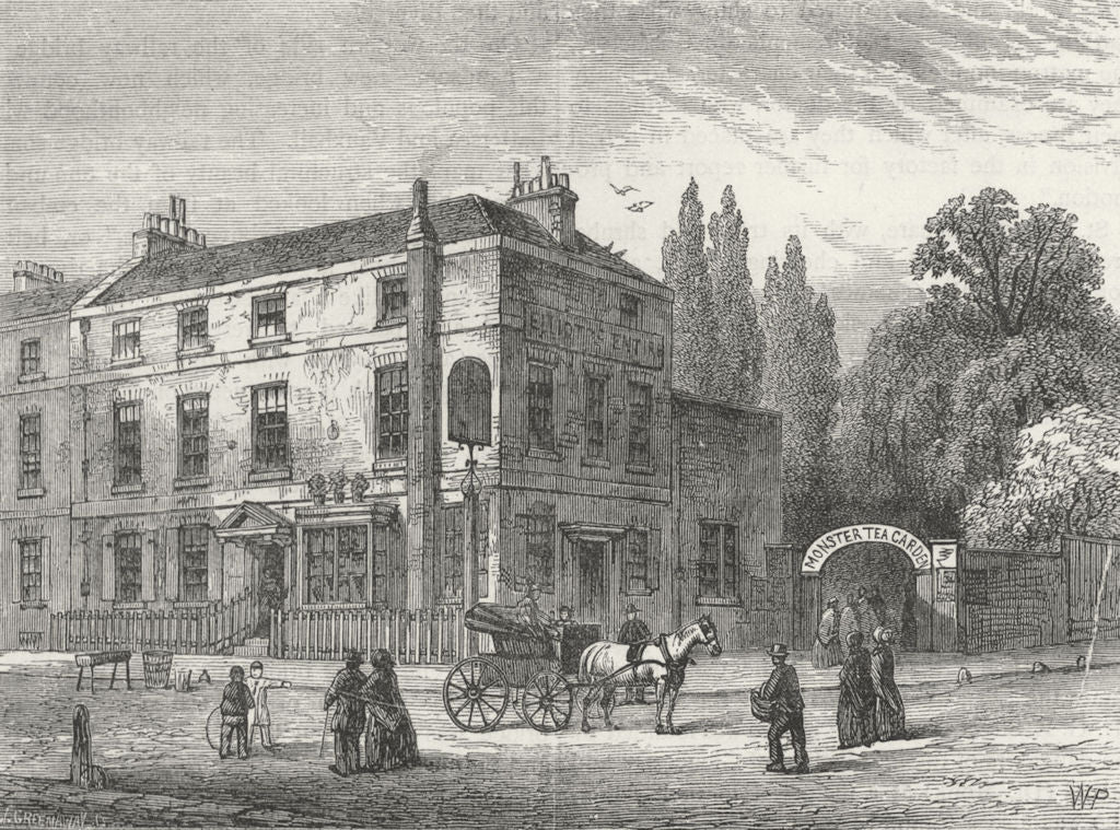 LONDON. Pimlico. Monster Tea Gdns, 1820 1880 old antique vintage print picture